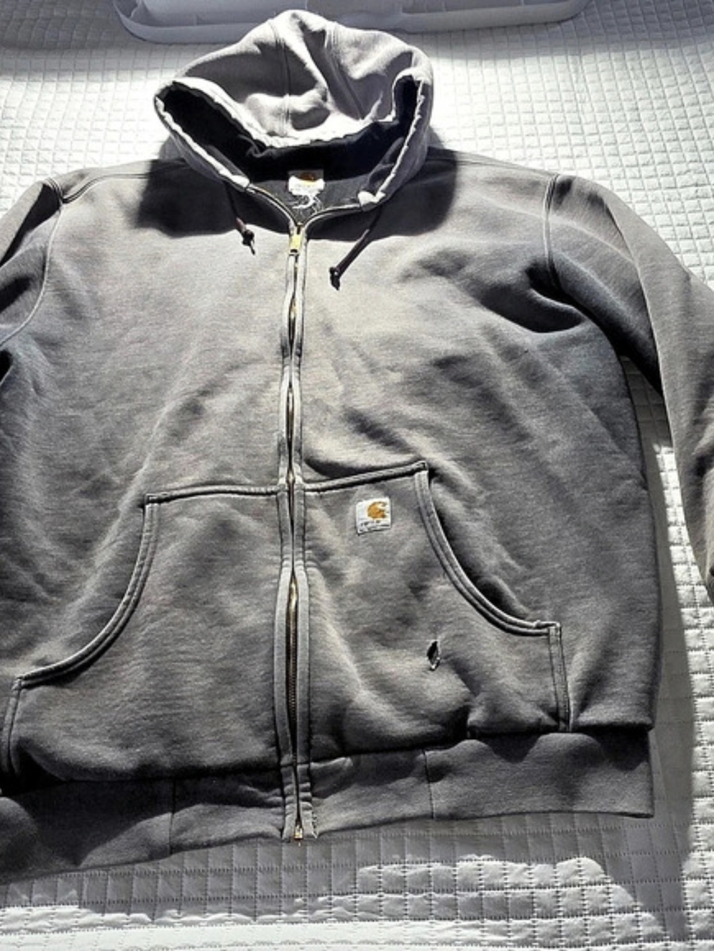 Carhartt Thermal Lined Zip Front Hooded Sweatshirt Gray